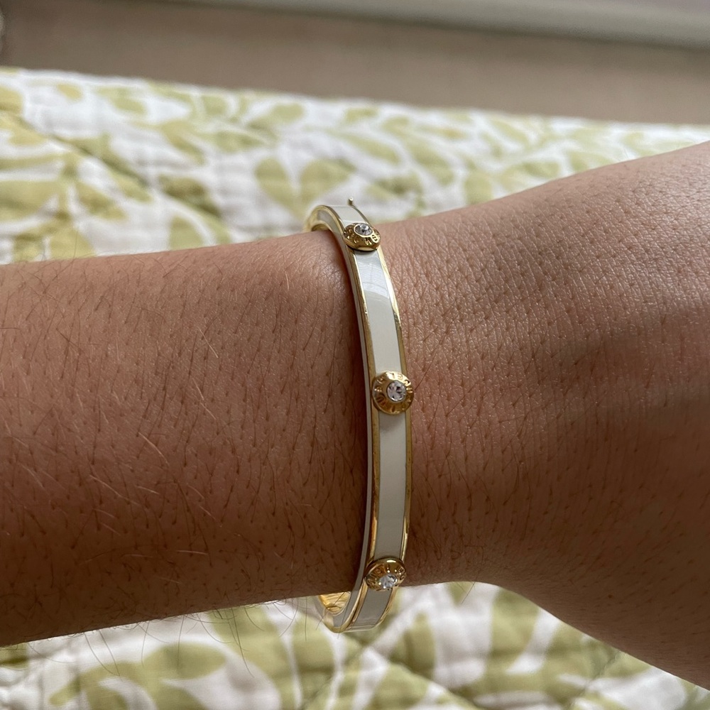 Henri Bendel White & Gold Bangel Bracelet